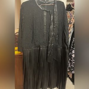 Black lace & leather dress